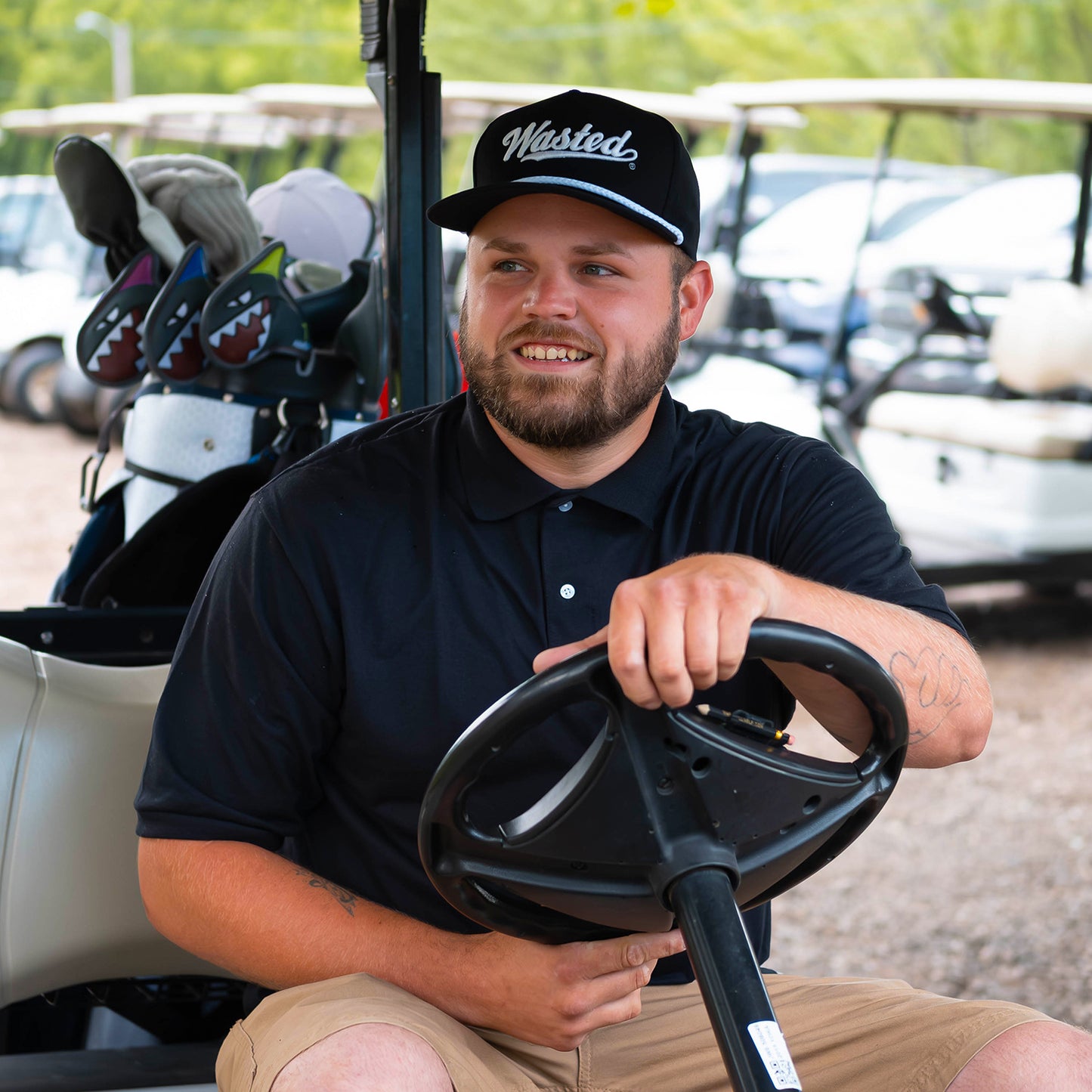 WASTED GOLF ROPE HAT - BLACK