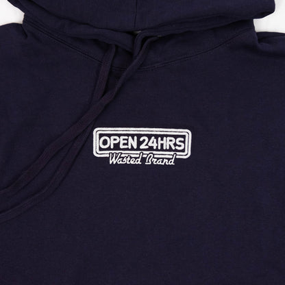 OPEN 24HRS BOX LOGO HOODIE - MANUFACTURER BLUE